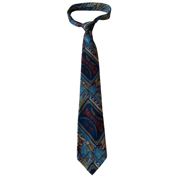 Agio Mehari's Senorita Cigar Men's Silk Tie Blue Red Cigar Box Logo 58x3 1/2" - Picture 4 of 8